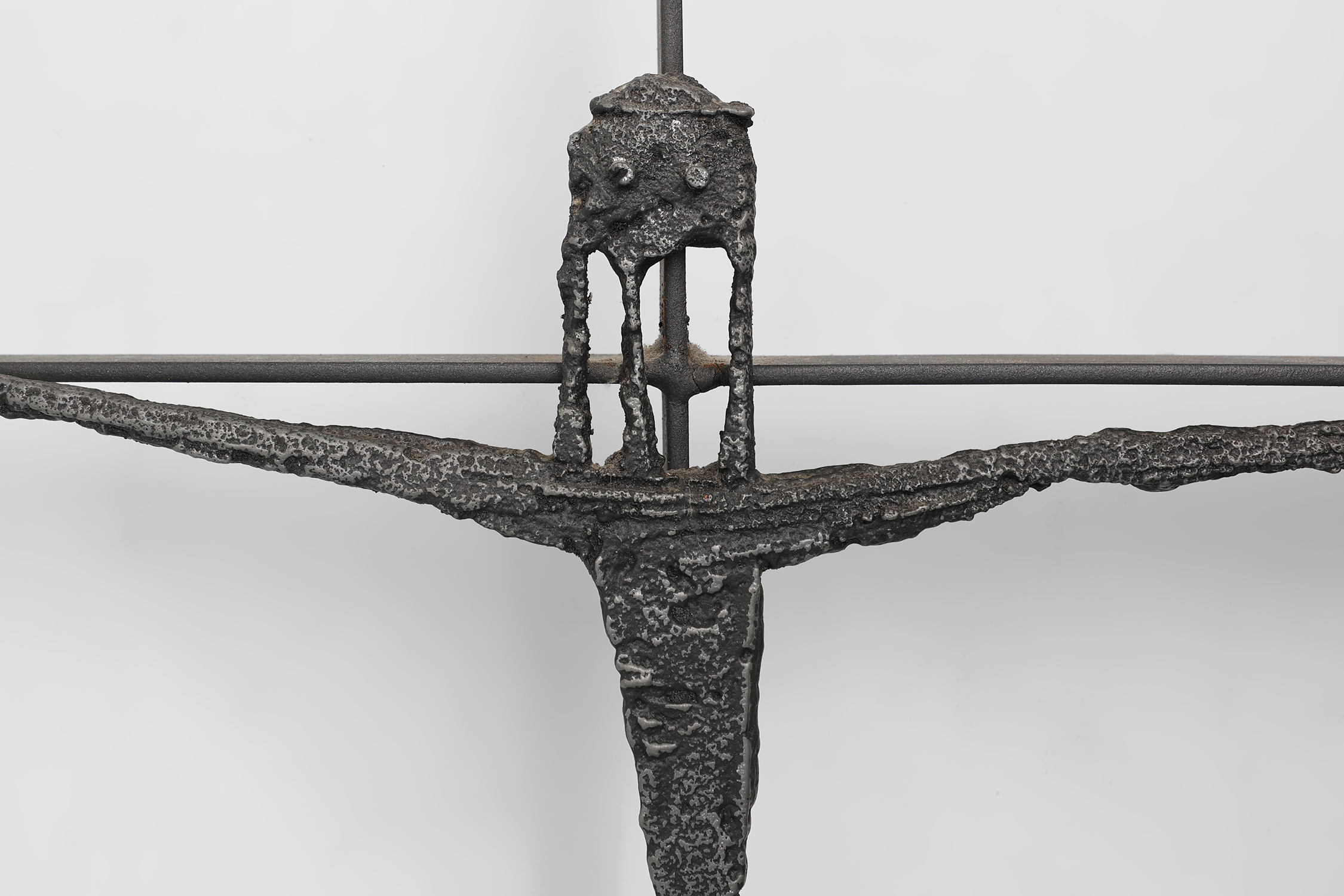 Brutalist Welded-Iron Crucifix Wall Sculpture by Pia Manu, Mid-20th Centurythumbnail